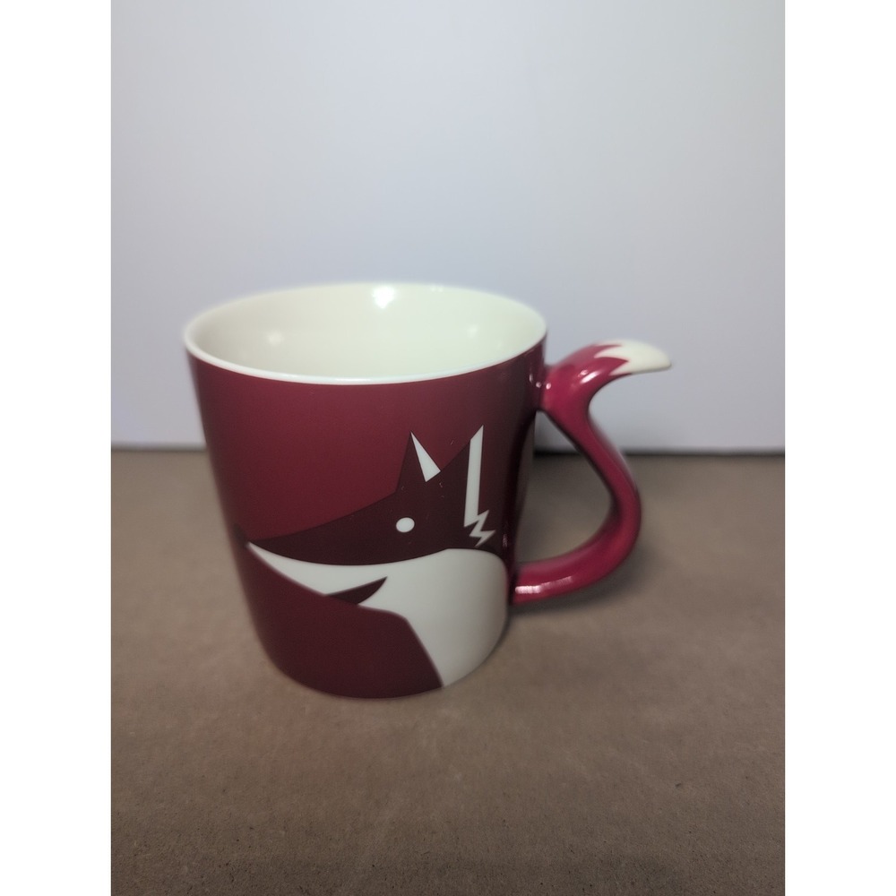 Starbucks~FOX Mug with tail handle~Red / White~8 ounce~Coffee/Tea